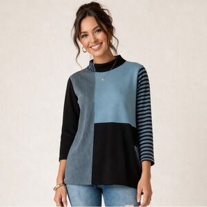 Iridium Colorblock 100 Percent Pima Cotton Long Sleeve Tunic Small